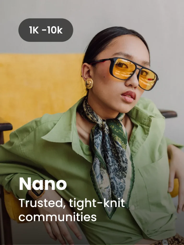 Nano influencer tier, 1K to 10K followers - trusted, tight-knit communities