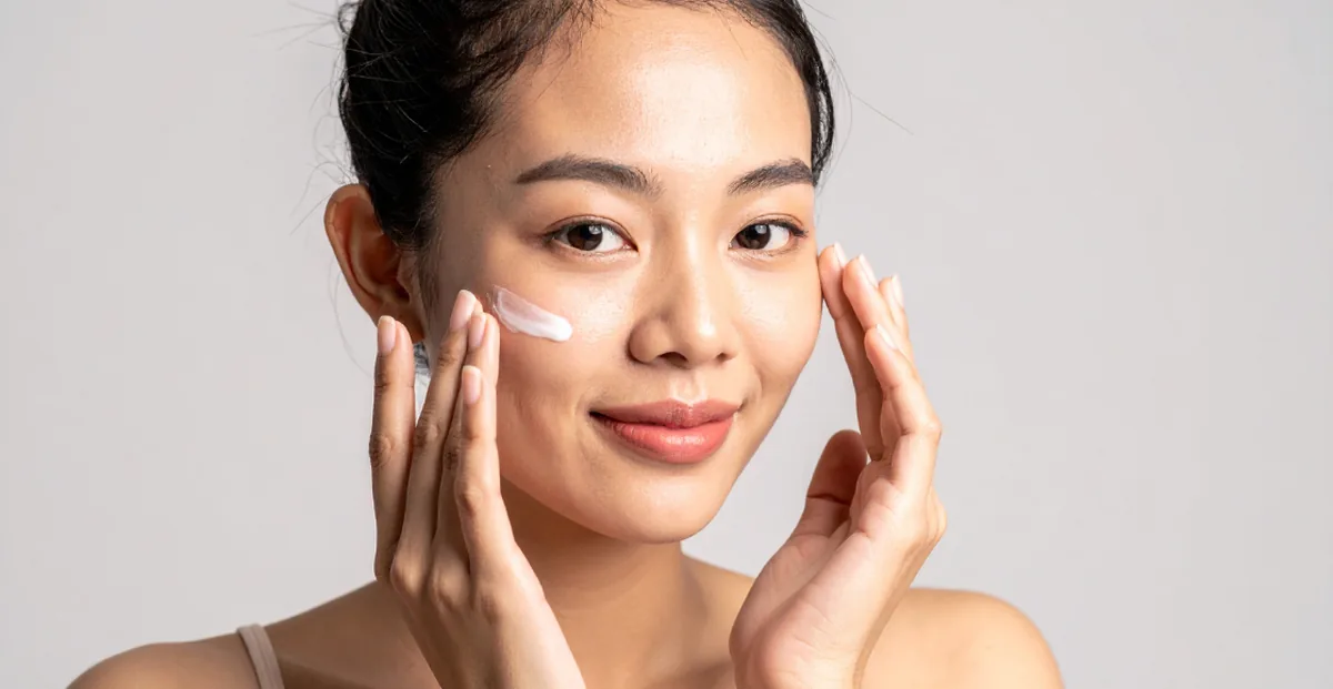 Model applying Anessa skincare product, featured in an influencer marketing case study