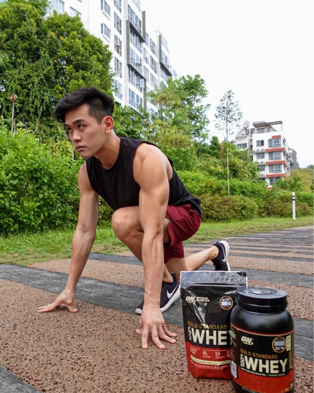 Creator fitness content with protein supplement product